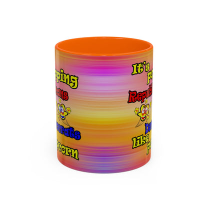 popping like popcorn - Accent Mug (color blur)