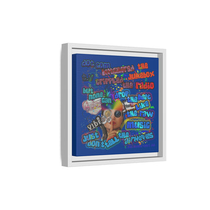 drop the beat - framed canvas art (dark blue)