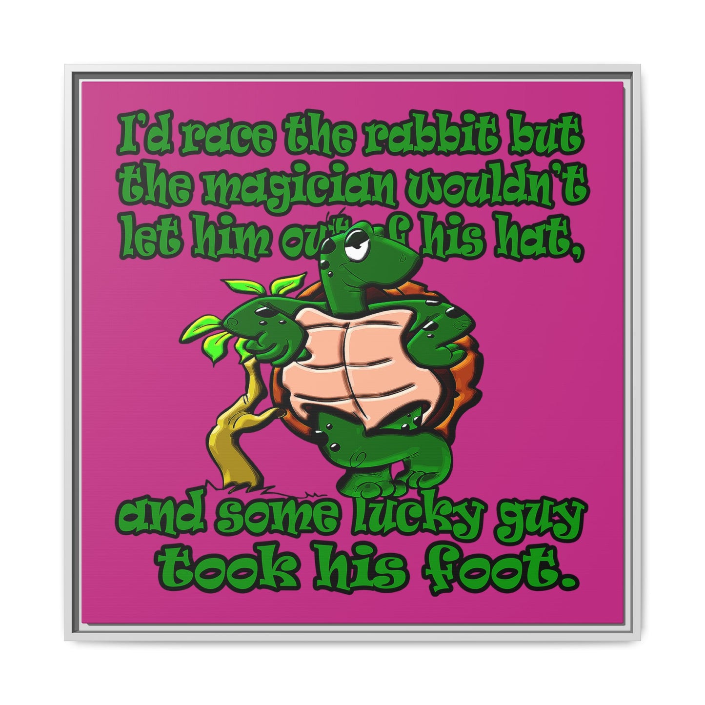 turtle race - framed canvas art (pink)