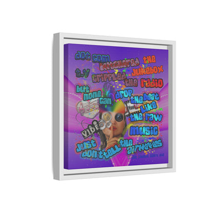 drop the beat - framed canvas art (purple-pink wave)