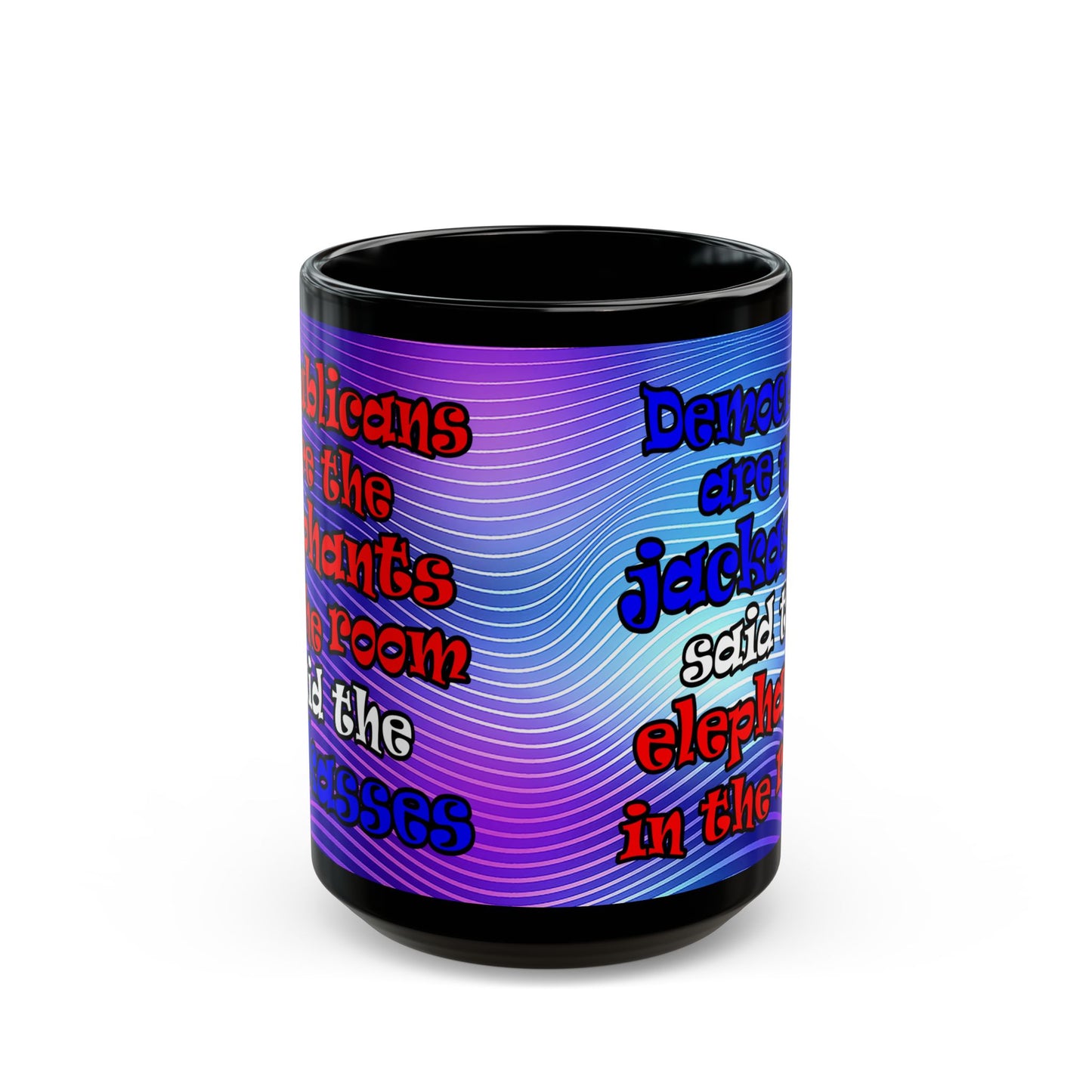 donkeys and elephants - Black Mug (purple wave)