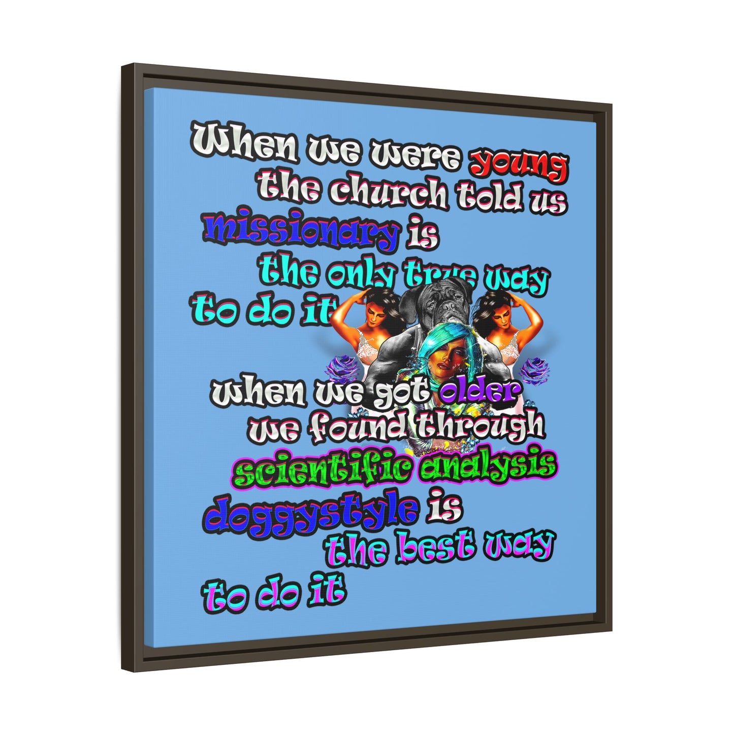 doggystyle - framed canvas art (light blue)