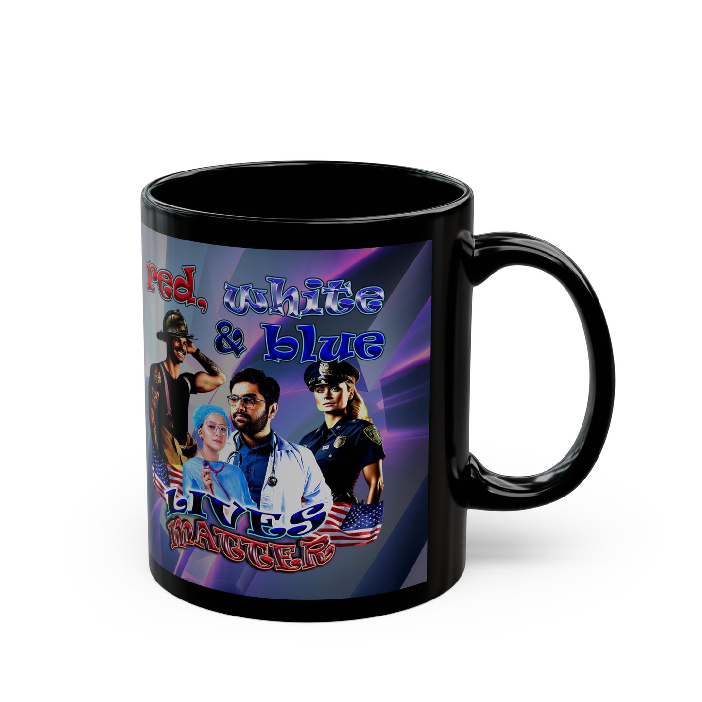rw&b lives matter - Black Mug (grey-pink wave)