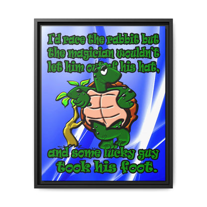 turtle race - framed canvas art (blue-white wave)