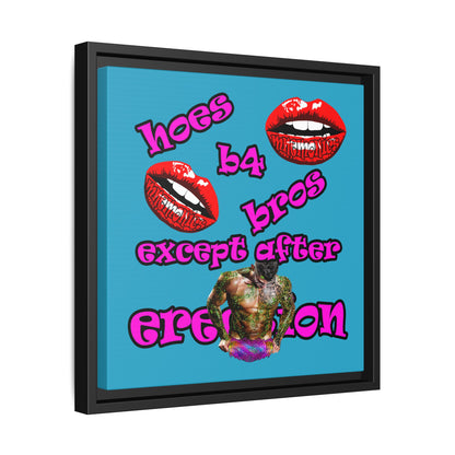 hoes b4 bros - framed canvas art (turquoise)