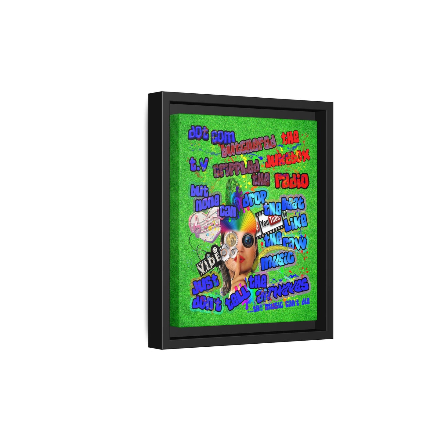drop the beat - framed canvas art (green turf)