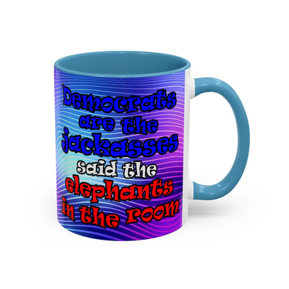donkeys and elephants - Accent Mug (purple wave)