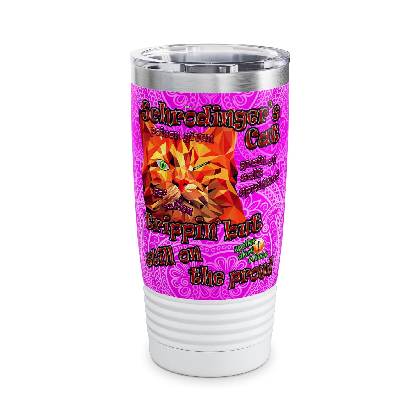 schrodinger's cat - Ringneck Tumbler, 20oz (pink swirl)