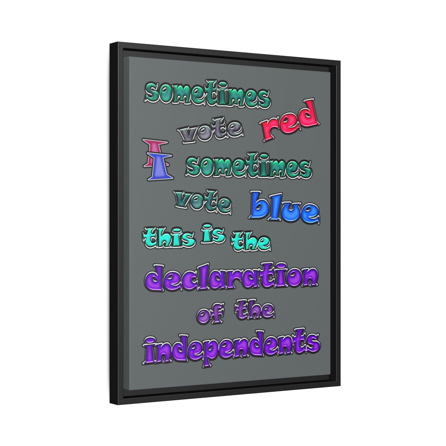 declaration of the independents - framed canvas art (dark grey)