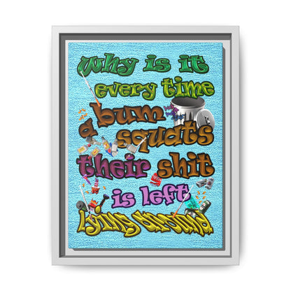 the bum's shit - framed canvas art (faded blue)