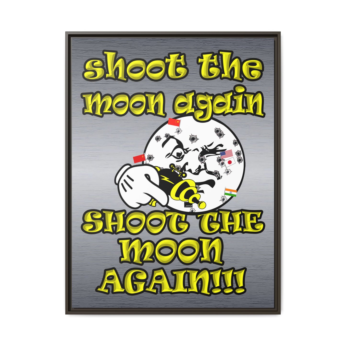 shoot the moon again - framed canvas art (brushed nickel)
