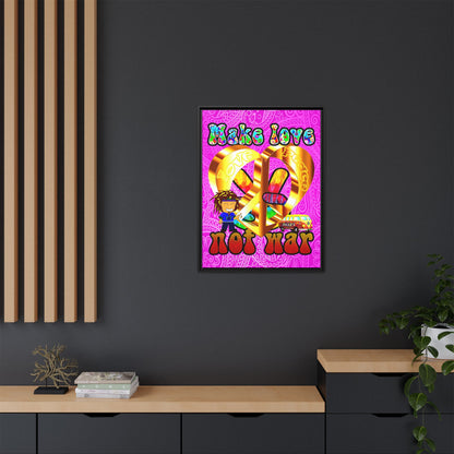 love peace - framed canvas art (pink swirl)