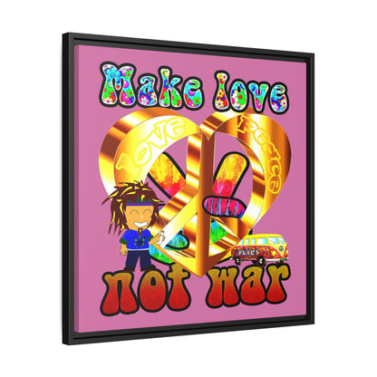 love peace - framed canvas art (light pink)