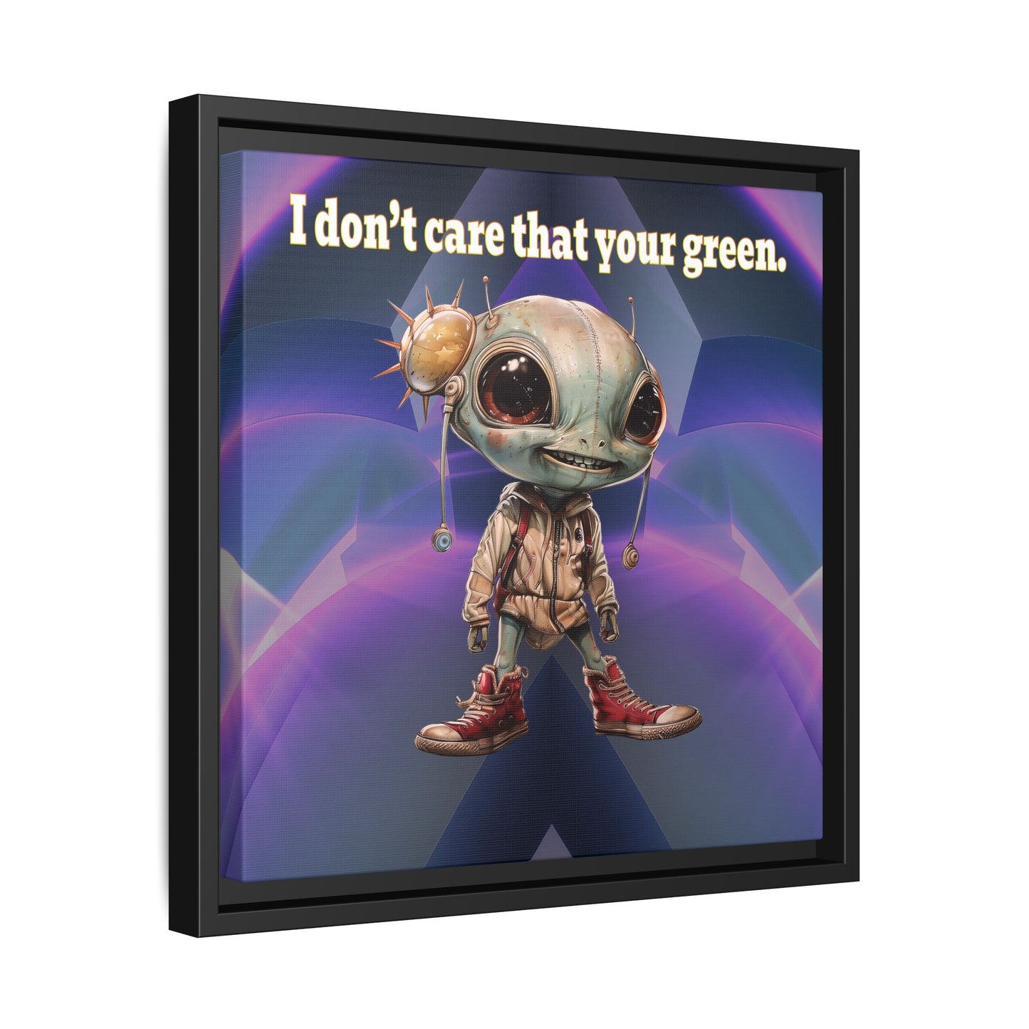 I don't care that your green - framed canvas art (grey-pink wave)