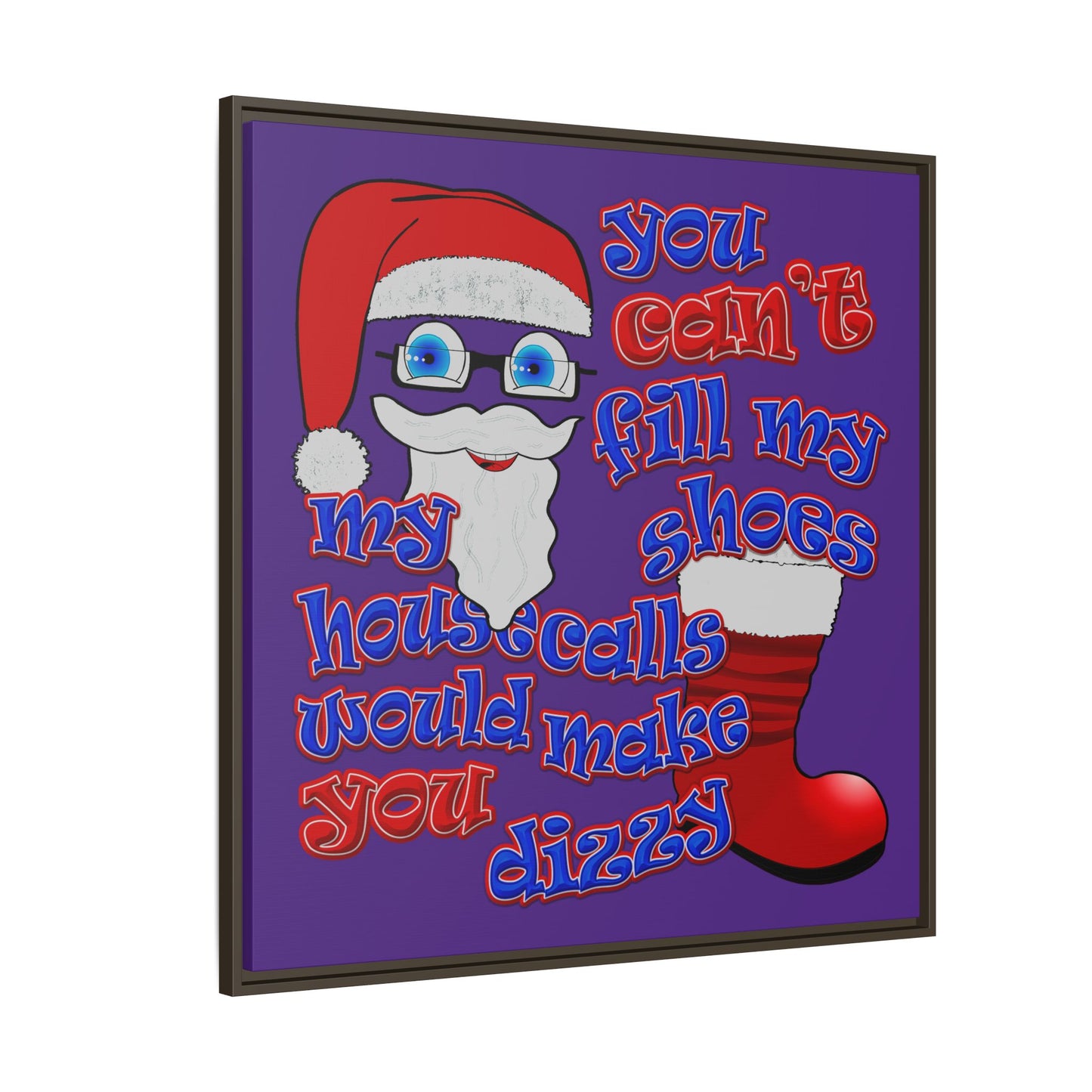 santa's shoes - framed canvas art (purple)