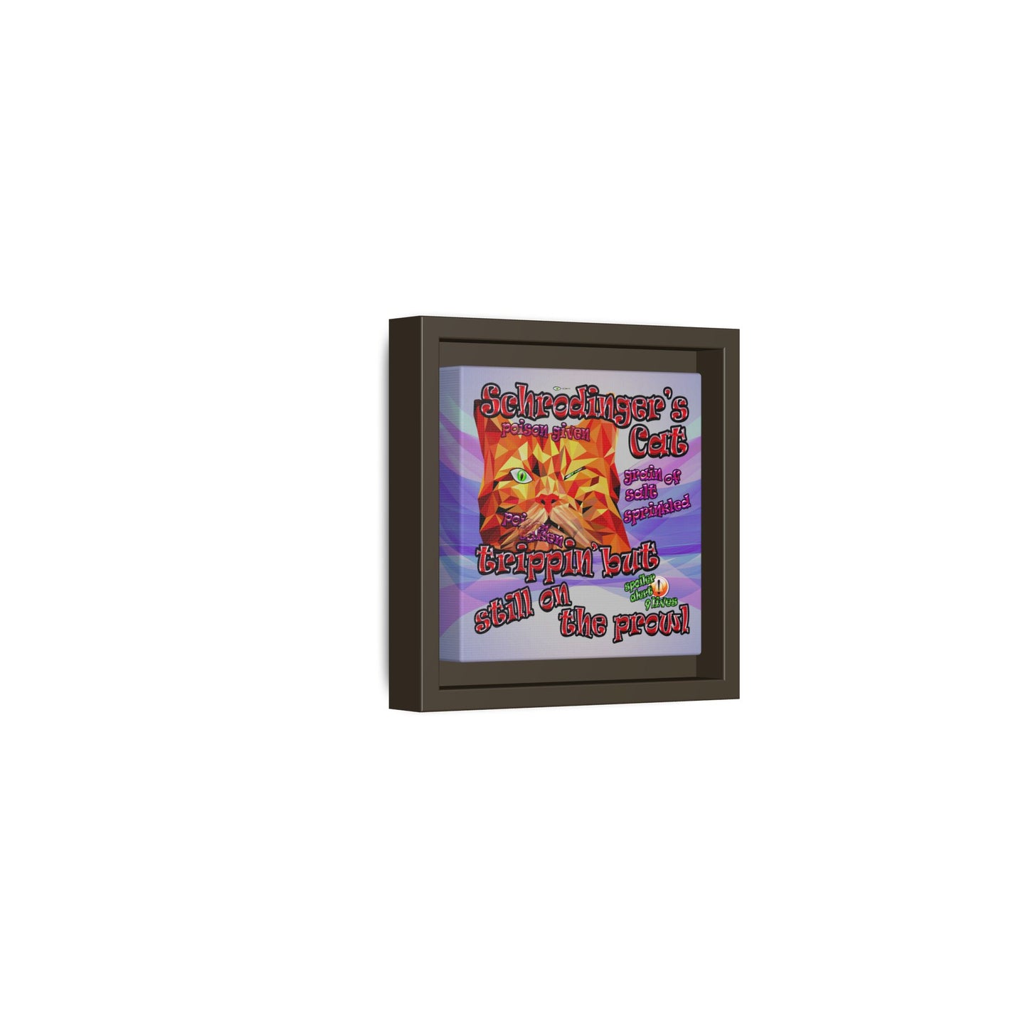 schrodinger's cat - framed canvas art (light blue-pink wave)
