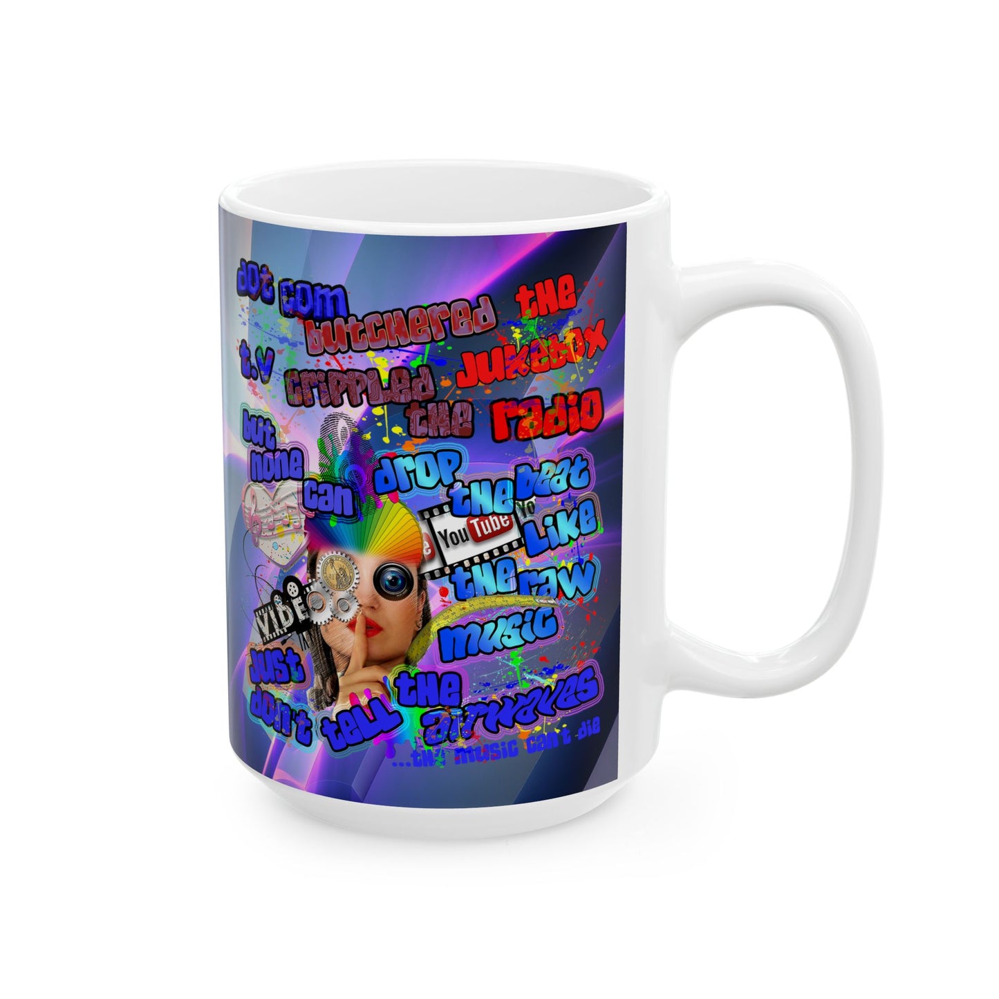 drop the beat - White Mug (grey-pink wave)