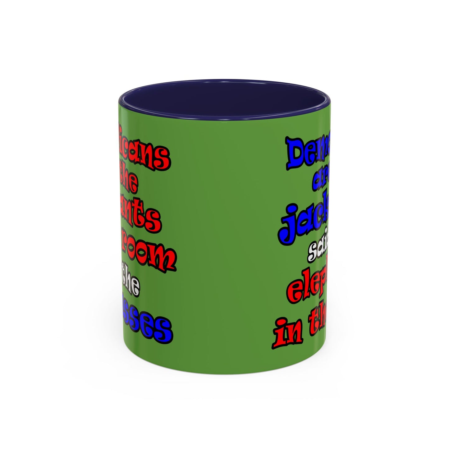 donkeys and elephants - Accent Mug (green)
