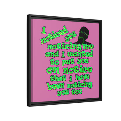 noticed you noticing - framed canvas art (light pink)