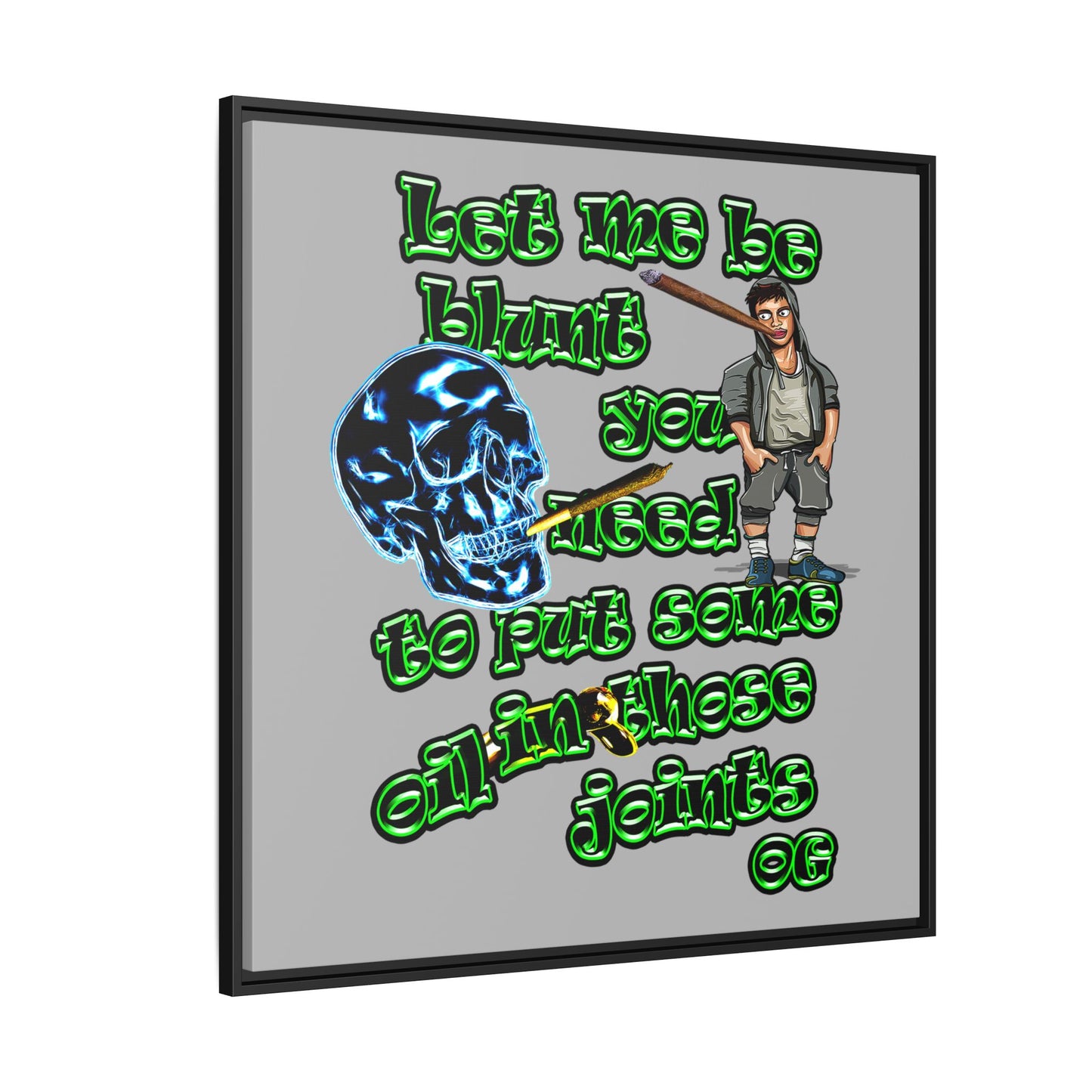 og - framed canvas art (light grey)