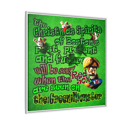 christmas spirits of boston - framed canvas art (green turf)