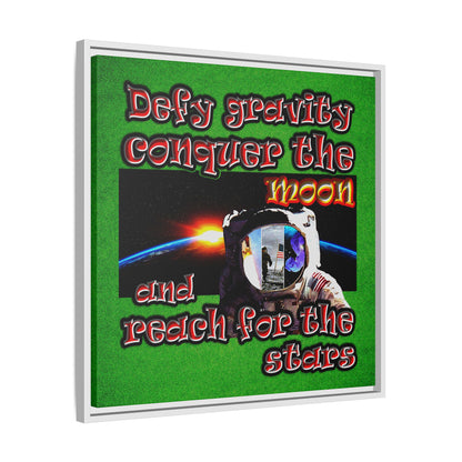 defy conquer reach - framed canvas art (green turf)