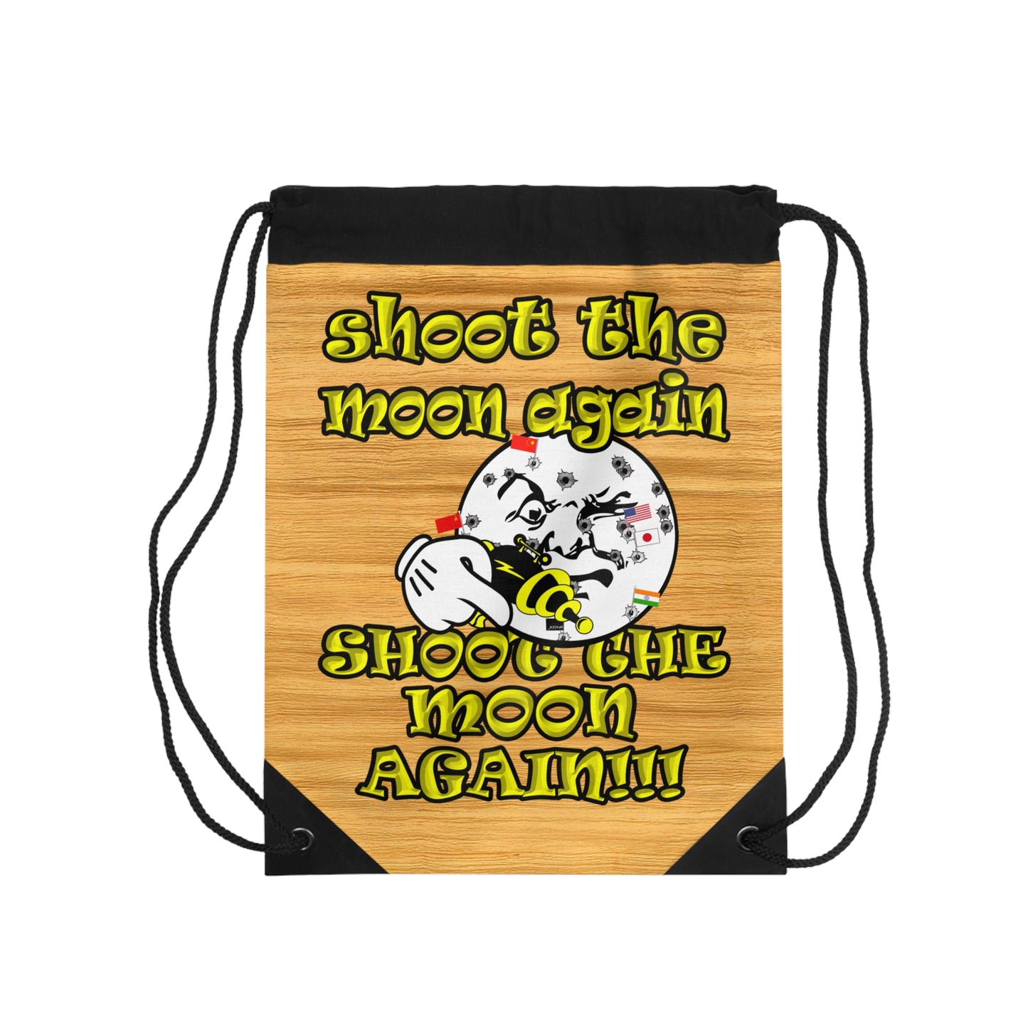 shoot the moon again - Drawstring Bag (butterscotch wood finish)
