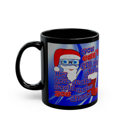 santa's shoes - Black Mug (blue-white wave)
