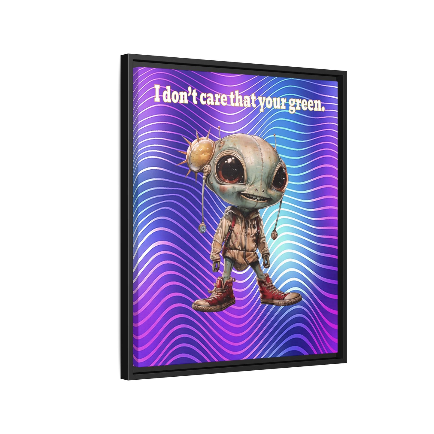 I don't care that your green - framed canvas art (purple wave)