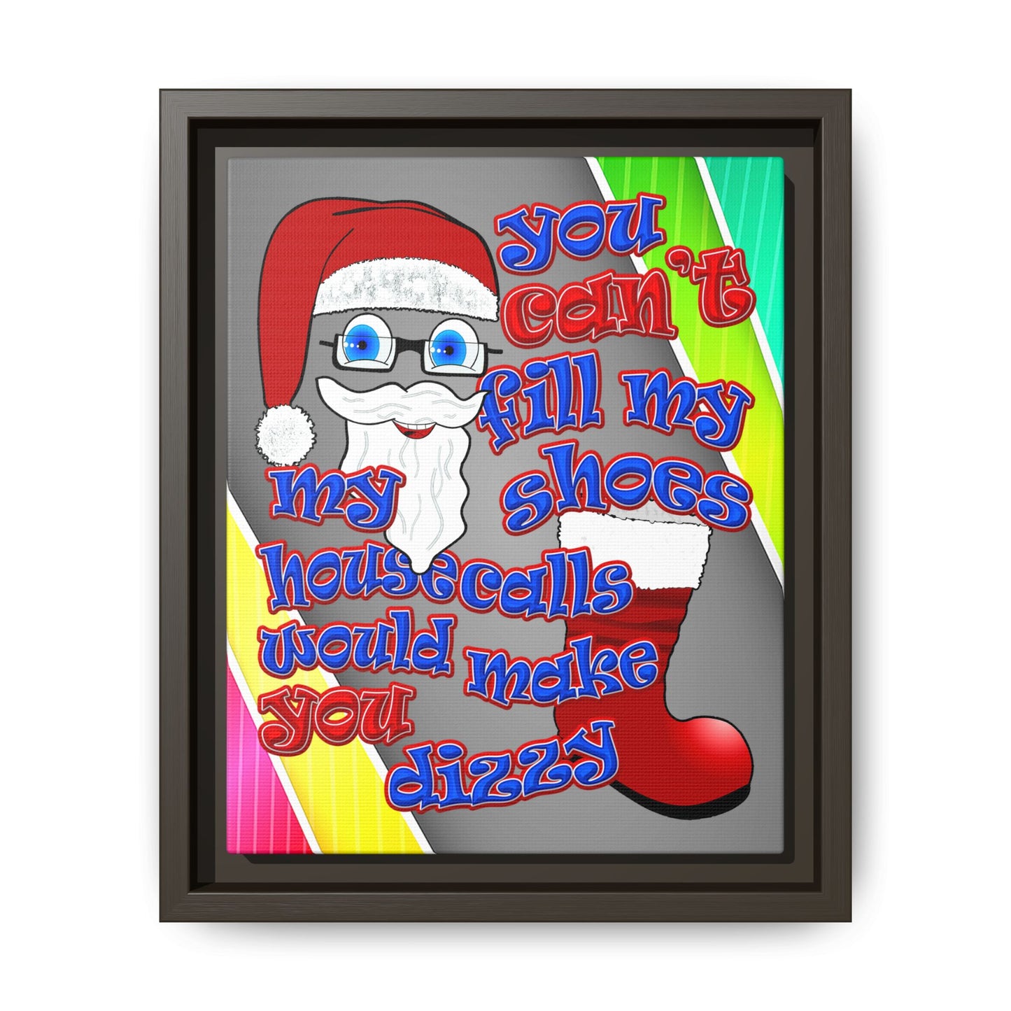 santa's shoes - framed canvas art (rainbow split)