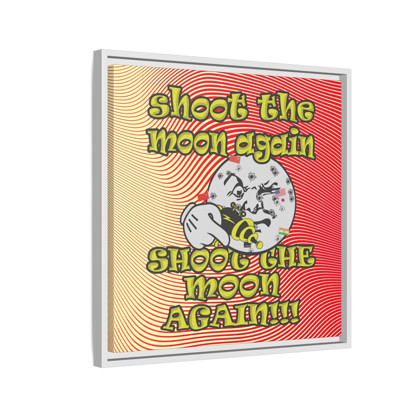 shoot the moon again - framed canvas art (yellow-orange wave)