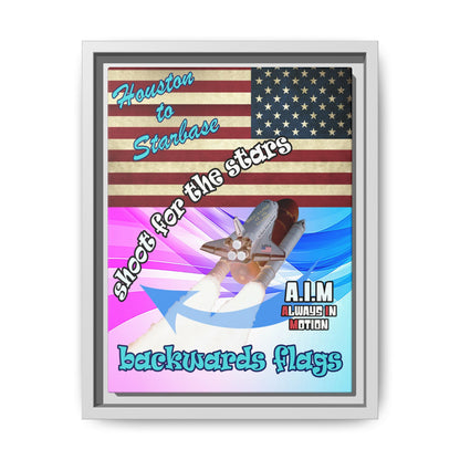shoot for the stars - framed canvas art (light blue-pink wave)