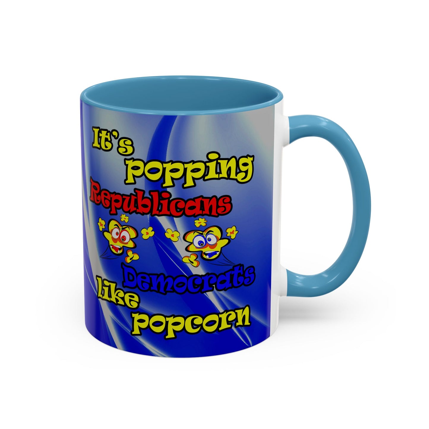 popping like popcorn - Accent Mug (blue-white wave)