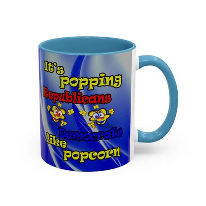 popping like popcorn - Accent Mug (blue-white wave)