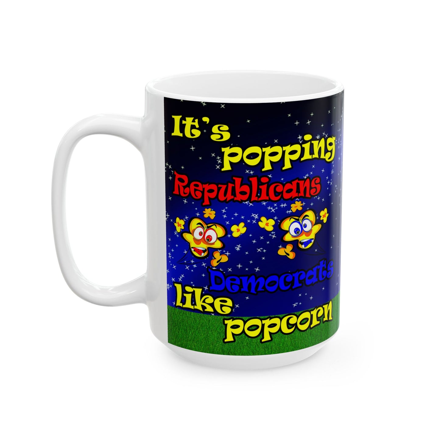 popping like popcorn - White Mug ('snoops' background)