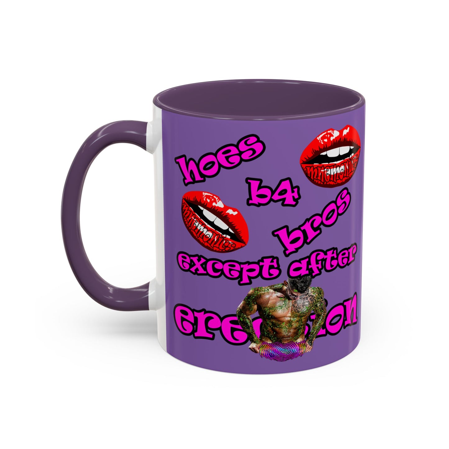 hoes b4 bros - Accent Mug (light purple)