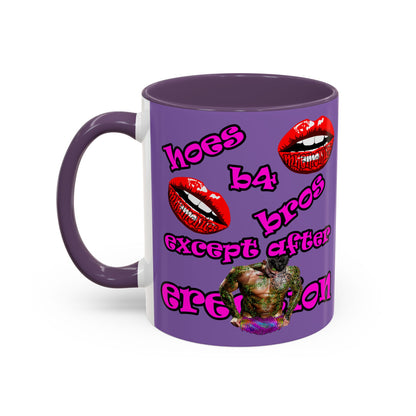 hoes b4 bros - Accent Mug (light purple)