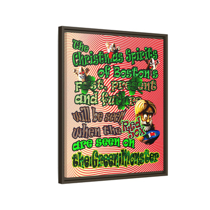 christmas spirits of boston - framed canvas art (yellow-orange wave)