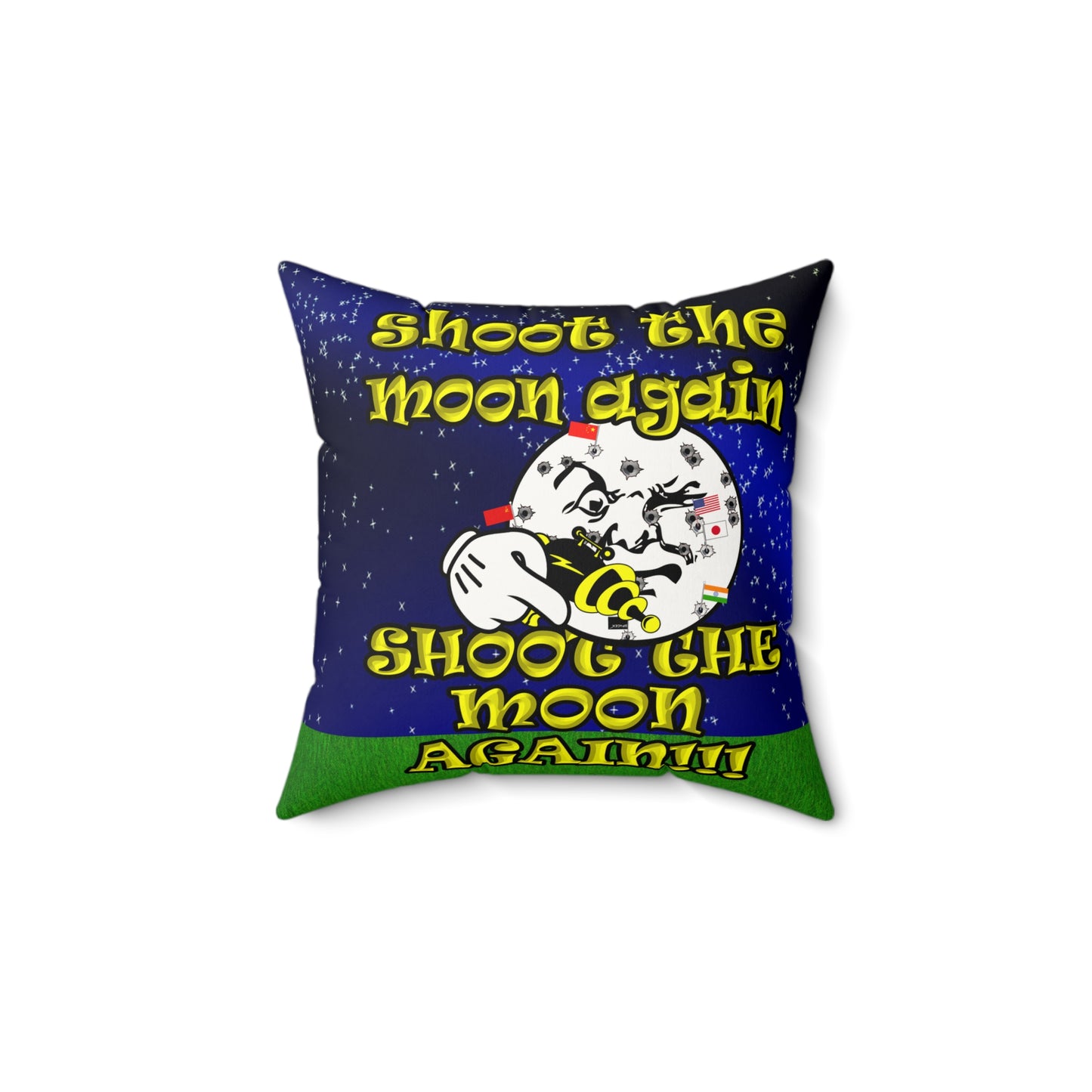 shoot the moon again - Faux Suede Square Pillow - ('snoops' background)