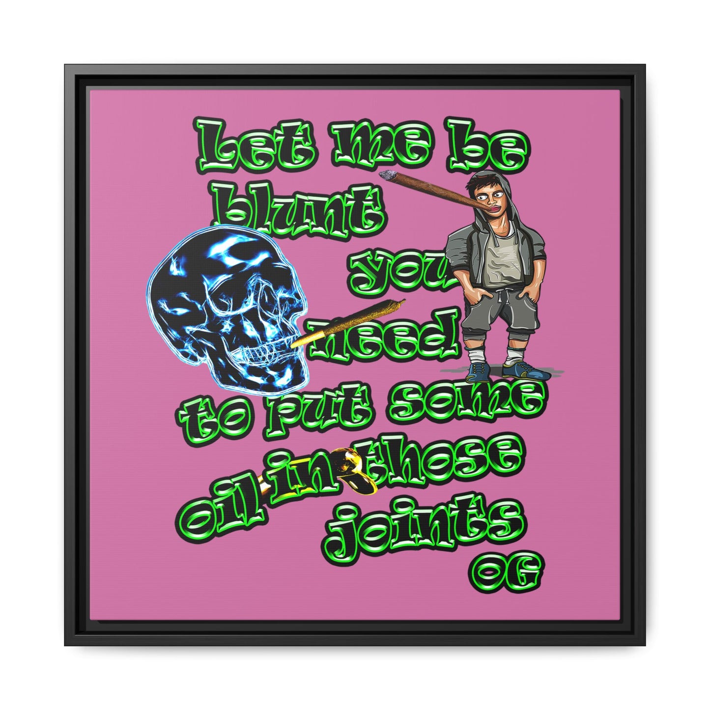 og - framed canvas art (light pink)