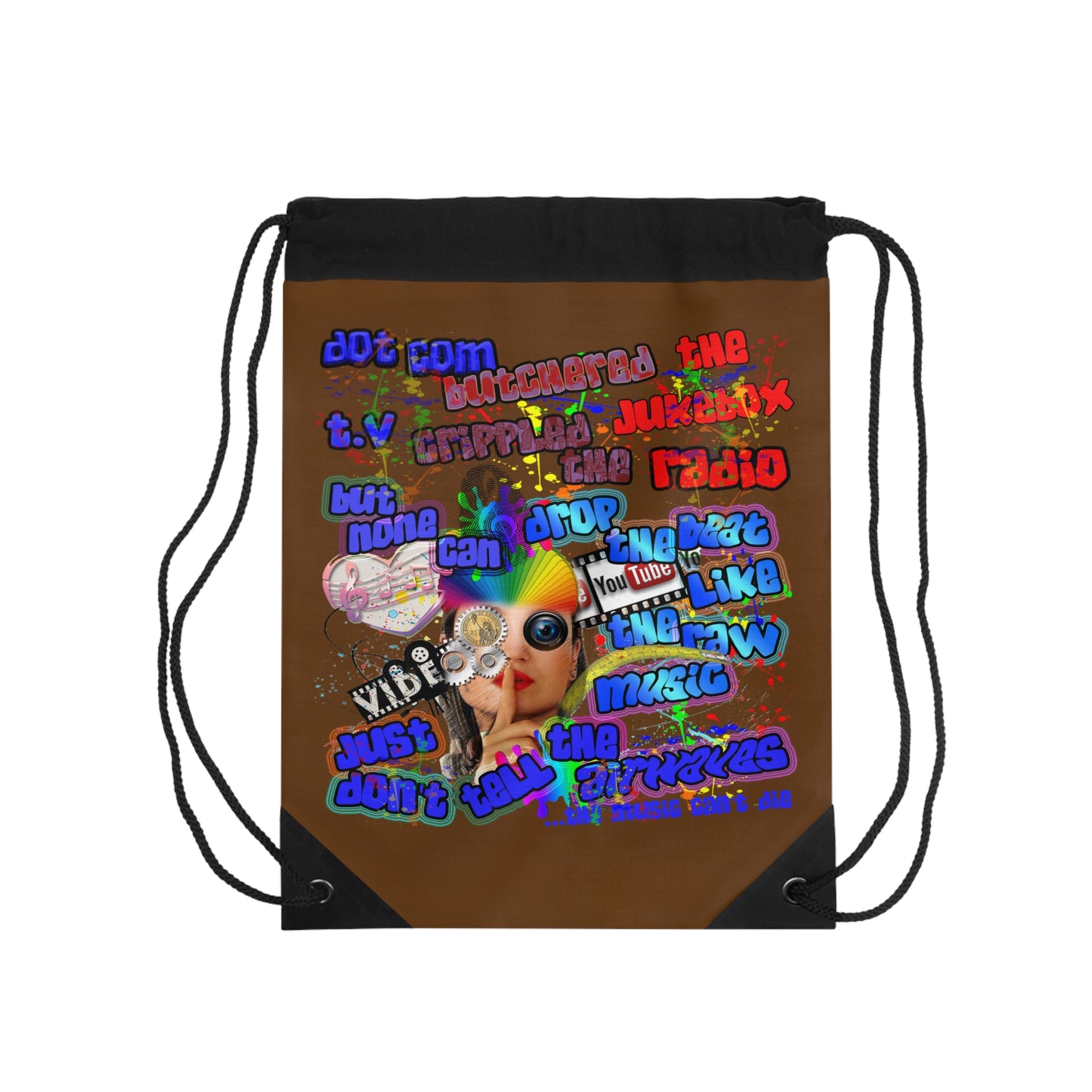 drop the beat - Drawstring Bag (brown)