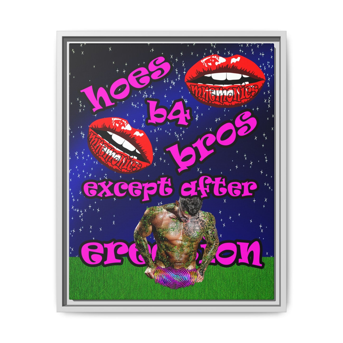 hoes b4 bros - framed canvas art ('snoops' background)