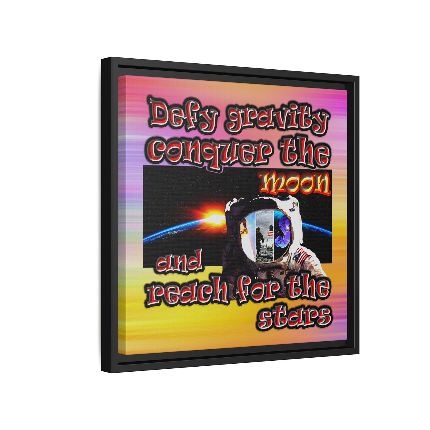 defy conquer reach - framed canvas art (color blur)