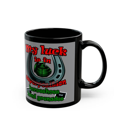 my luck - Black Mug (grey)