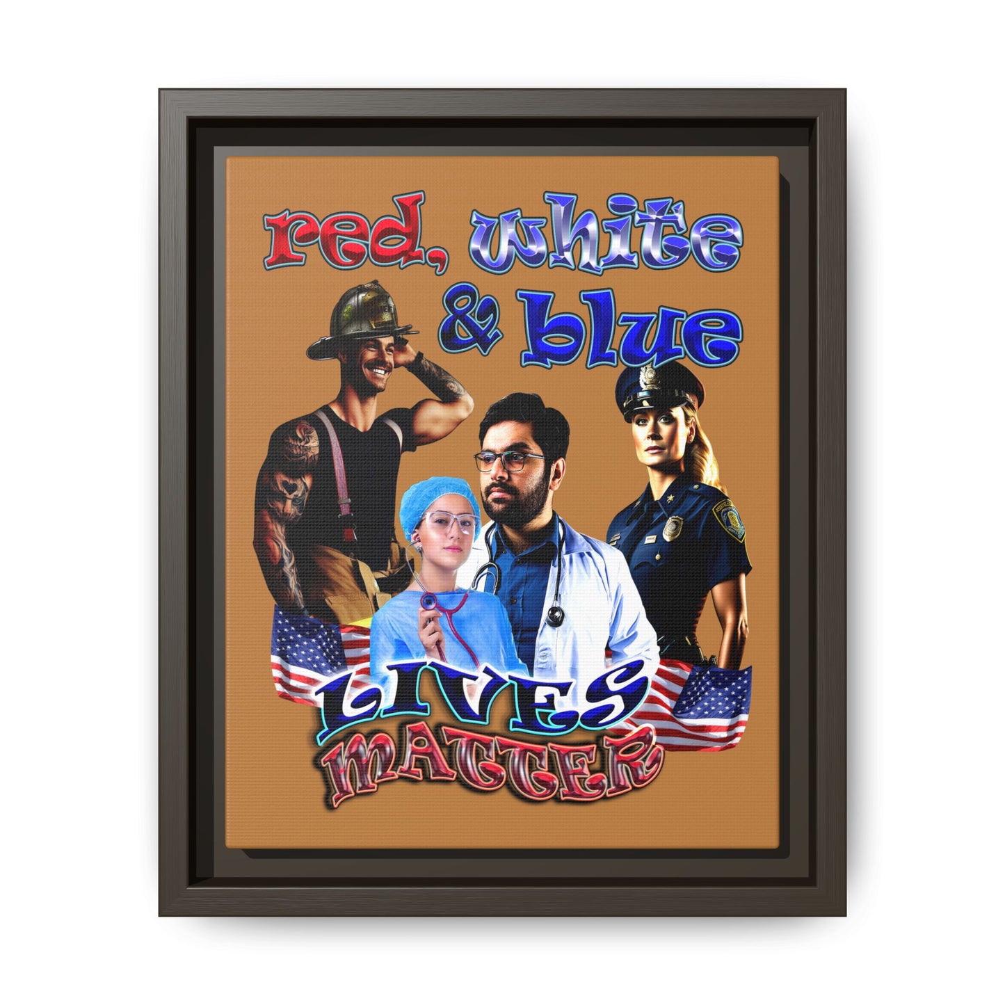 rw&b lives matter - framed canvas art (light brown)