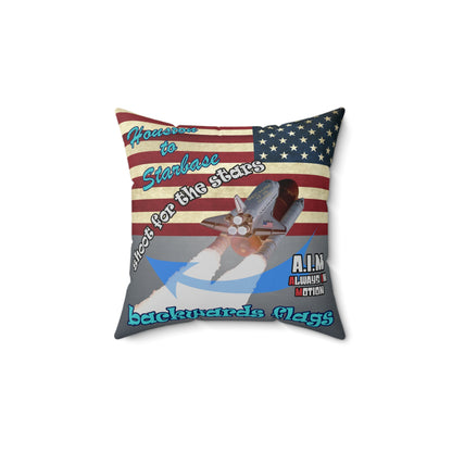 shoot for the stars - Spun Polyester Square Pillow - (grey-light grey)