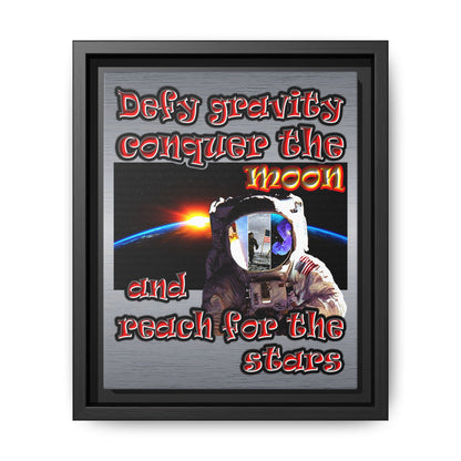 defy conquer reach - framed canvas art (brushed nickel)