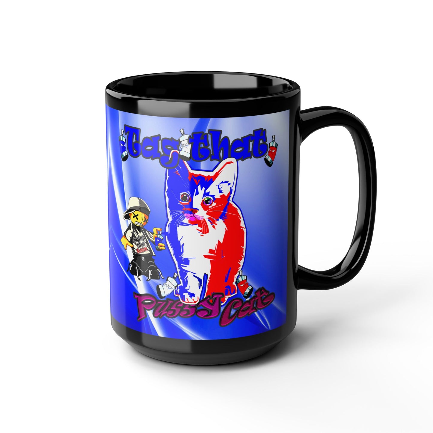 tag that - Black Mug (blue-white wave)