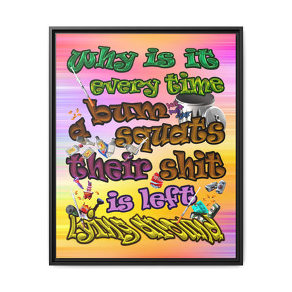the bum's shit - framed canvas art (color blur)