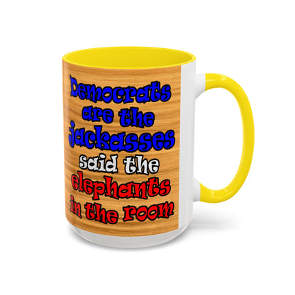 donkeys and elephants - Accent Mug (butterscotch wood finish)